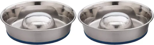 Vista 10 de OurPets Durapet Tazón de alimentación lenta Premium de acero inoxidable para perros, plateado, pequeño (2040010300)