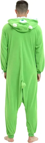 Vista 2 de Disfraz de Monster Inc Mike Wazowski para adultos para mujeres y hombres forro polar verde con licencia oficial de star wars silent one crew