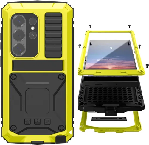 Vista 24 de Simicoo Samsung S22 - Funda de metal con protector de pantalla y protector de cámara, resistente a los golpes, con soporte, cubierta completa