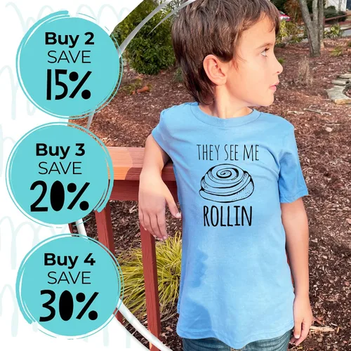 Vista 4 de Camiseta gráfica para niños, camiseta unisex para niños, camisas con refranes, azul Columbia o lavanda