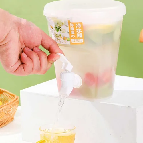 Vista 5 de Dispensador de bebidas de plástico de gran capacidad de 3.5 L para fiestas, hervidor frío con grifo y tapa, dispensador de bebidas