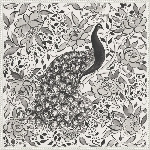 Vista 9 de Amanti Art Framed Canvas Wall Art 16x16 Peacock Garden III BW by Miranda Thomas, Framed Wall Art Canvas, Animals Artwork, Modern Decor, Small Poster