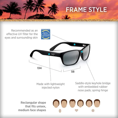 Vista 6 de Maui Jim Lentes de sol rectangulares polarizados de placa mixta para hombre y mujer