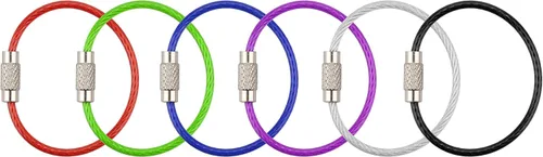 Vista 2 de Llavero Wisdompro, aros de cable de acero inoxidable de 116 pulgadas, para colgar equipaje, tarjetas, etiquetas, etc