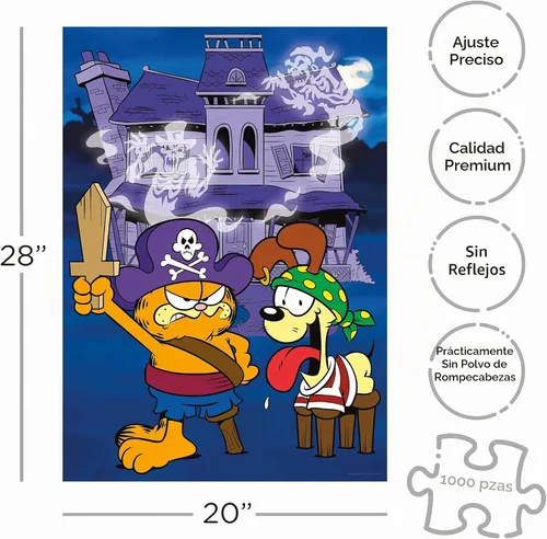 Vista 2 de AQUARIUS Garfield and Odie Halloween Pirates - Rompecabezas de 1000 piezas