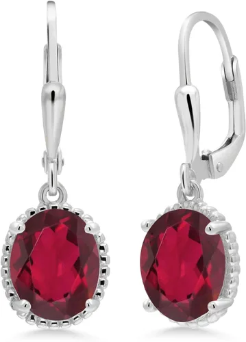 Vista 158 de Gem Stone King Aretes colgantes de gota para mujer, plata de ley 925, piedra natal ovalada de 0.354 x 0.276 in, joyería fina, regalos para ella