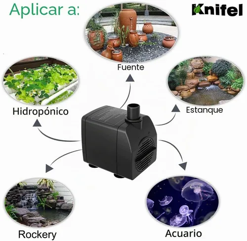 Vista 6 de Knifel Bomba sumergible de 200 GPH ultra silenciosa con protección contra sobrecalentamiento, elevación de 5.2 pies de alto para fuentes