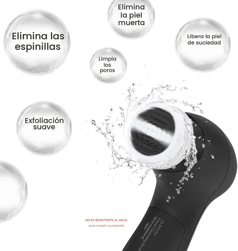 Vista 6 de Cepillo Limpiador Facial CLSEVXY: Cepillo Limpiador Eléctrico Giratoria Facial con 6 Cabezales para Limpieza Profunda, Exfoliación Suave