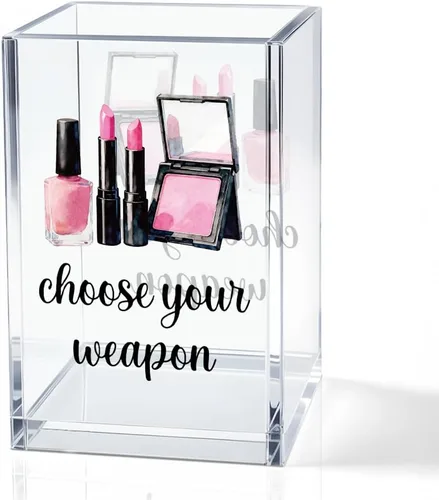 Vista 12 de I Came I Saw I - Soporte para cosméticos de acrílico contorneado, divertido soporte para brochas de maquillaje floral, regalos para cosmetólogas