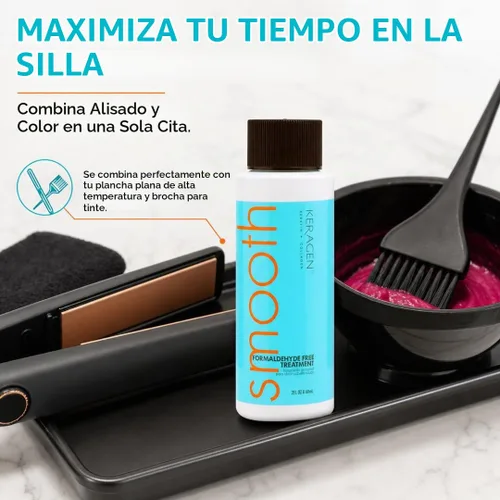 Vista 5 de keragen, Suavizar Tratamiento de pelo, 2 onza, zero Fume-free, formaldehyde-free, cruelty-free salon formula; zero wait to wash, dye or