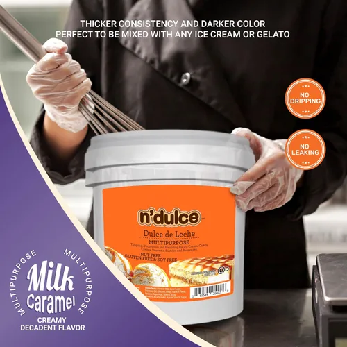 Vista 2 de N'Dulce Dulce de Leche Multiusos Caramelo para café, leche de caramelo, combínalo con café, postres, galletas y helado - 11 libras