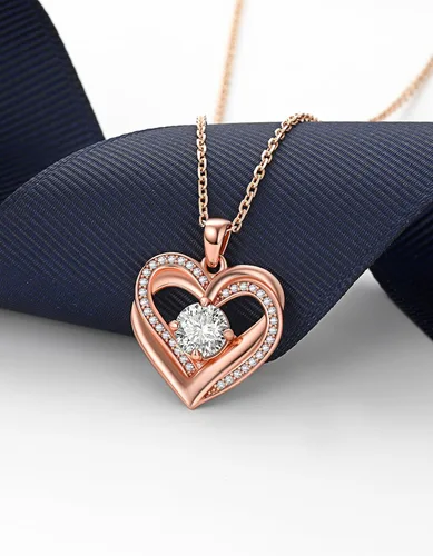 Vista 25 de MomentWish Collar de corazón para mujer, moissanita, diamante de imitación, plata de ley 925
