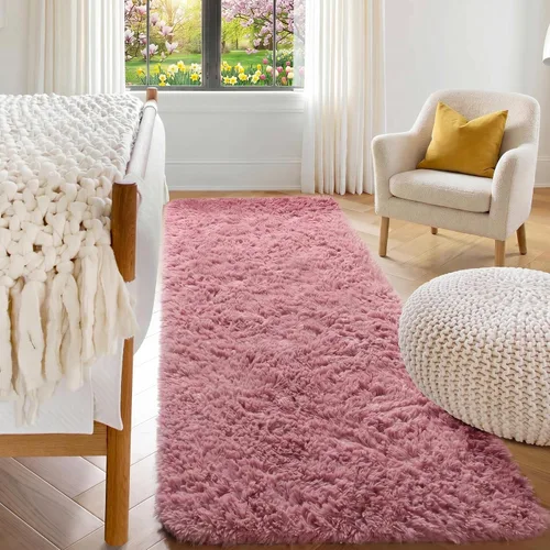 Vista 23 de ONASAR - Alfombra de pasillo negra de 2 x 6 pies, esponjosa, lavable, ultrasuave, afelpada, peluda, tapete para bebés, dormitorio de niños, armario