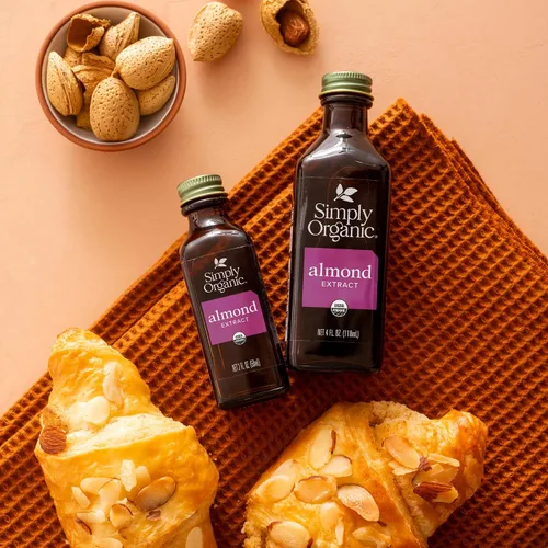 Vista 4 de Simply Organic Extracto de almendras, frasco de vidrio de 4 onzas, sabor vegano cálido sin azúcar para postres, café y batidos