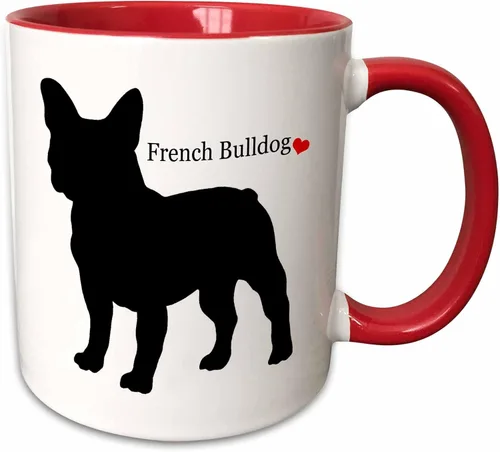 Vista 13 de 3dRose French Bulldog - Taza de dos tonos, 11 onzas, color negro