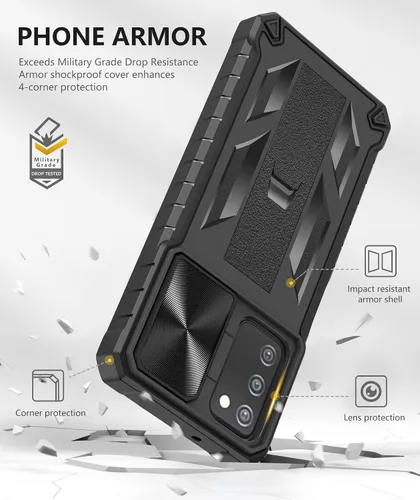 Vista 4 de SOiOS Funda protectora para Samsung Galaxy A03s: protección completa a prueba de caídas de grado militar con soporte Carcasa resistente a prueba