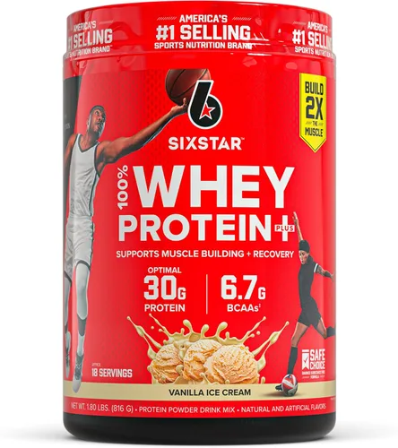 Vista 12 de Six Star Whey Protein Powder Plus - Fórmula de construcción muscular y recuperación con polvo aislado de suero de leche, BCAAs, 30g de proteína