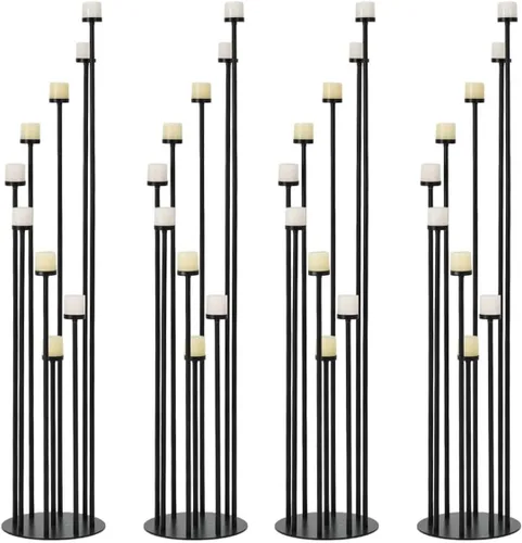 Vista 11 de Candelabro Negro de Piso de 9 Brazos Portavelas para Decoración del Hogar, Bodas, Cenas, Eventos Formales (Vela Excluida) Candelabro negro
