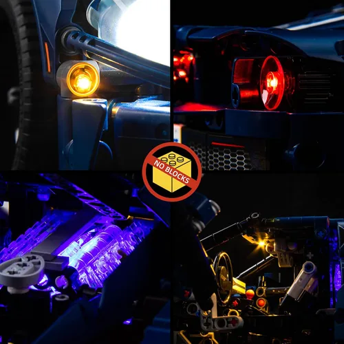 Vista 4 de BrickBling - Luz LED compatible con Lego Technic 2022 Ford GT 42154 Luz creativa compatible solo con Lego GT-Lights, sin