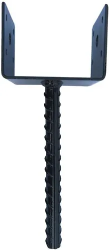 Vista 3 de MTB Supply 1 soporte para poste de valla en forma de U de 4 x 3.5 pulgadas, con recubrimiento de polvo negro, poste de anclaje de poste de hormigón