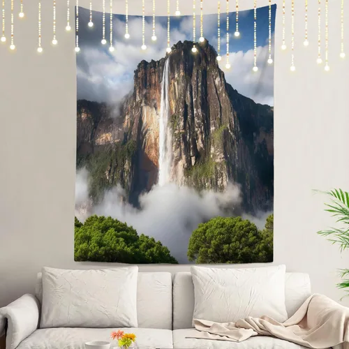 Vista 10 de Shrahala Tapiz de pared de hojas de arce otoñal, hojas rojas sin costuras sobre negro para colgar en la pared, tapiz grande decorativo de fibra