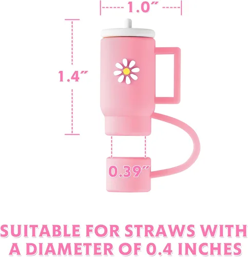Vista 7 de NiHome 4 tapas de popote de silicona para vaso Stanley Quencher de 0.4 pulgadas/0.394 in, a prueba de polvo, compatible con Stanley Cup, sin BPA