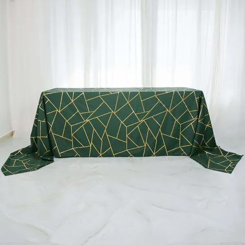 Vista 45 de Efavormart - Mantel redondo de poliéster de 120 pulgadas con patrón geométrico dorado Morado
