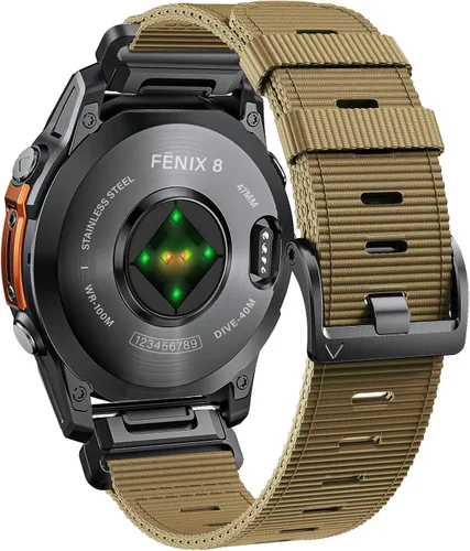 Vista 13 de Compatible con Garmin Fenix 7X/ 6X/ 5X/ 8/8 Pro 51mm/5X Plus/6X Pro/7X pro, Correa de reloj de nylon Quickfit de 26 mm para Tactix 7/Descent Verde