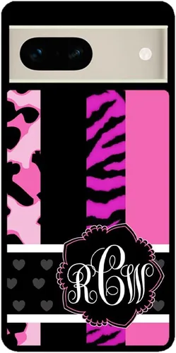 Vista 2 de Funda de goma negra con monograma de cebra de leopardo animal compatible con Google Pixel 10, 10 Pro, 10 Pro XL, 9a, 9 Pro, Pixel 9, Pixel 9 Pro XL