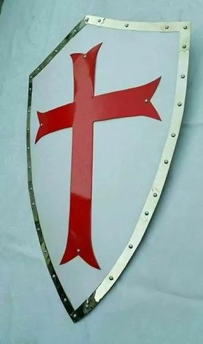 Vista 3 de Escudo medieval de Cruz Roja Templaria - Escudo calentador Escudo de caballero de armadura Escudo de cosplay de guerrero de batalla Mejor regalo