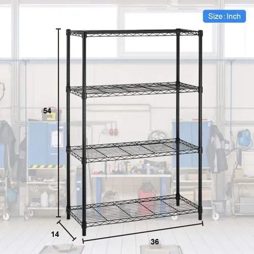 Vista 3 de BestOffice Estantería de Alambre Metálica Comercial Ajustable de Acero de 4 Niveles 36"x14"x54