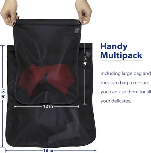 Vista 2 de TENRAI Paquete de 5 (2 grandes y 3 medianas) bolsas de lavandería delicadas, bolsa de lavado de malla fina para brasier, con cremallera, protege