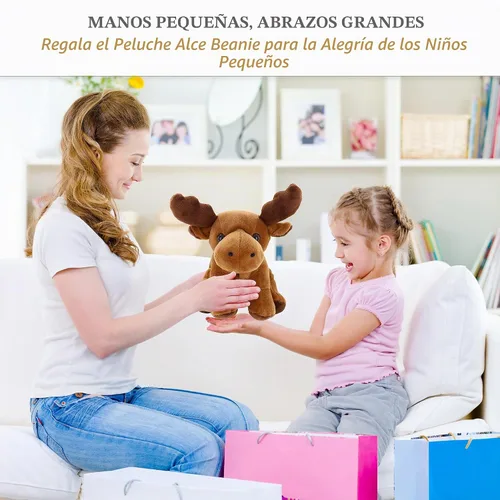 Vista 8 de Plushland Beanie Moose Sitting - Juguetes de peluche de 7 pulgadas, súper suave, para vacaciones de invierno (gorro de alce gorro)