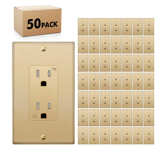 Vista 13 de Micmi Toma de corriente decorativa resistente a manipulaciones, toma de corriente eléctrica decorativa, 15 amperios, 125 voltios, conexión a tierra