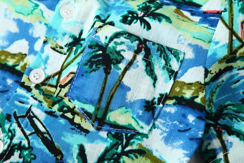 Vista 6 de Camisas hawaianas de manga corta con estampado de dibujos animados y botones para niños