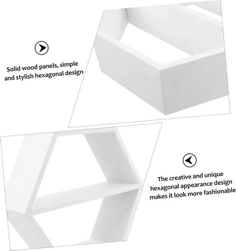Vista 6 de IMIKEYA Estante de madera montado en la pared pequeño organizador de mesita de noche almacenamiento maceta soporte diseño hexagonal 1pc