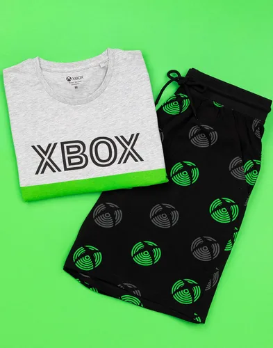 Vista 2 de XBOX Pijamas para hombre y adultos, camiseta negra y pantalones cortos, mercancía