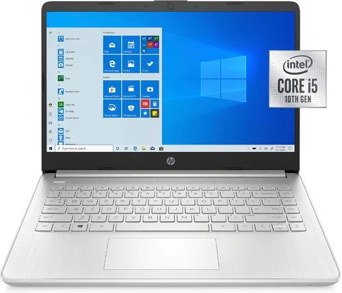Vista 7 de HP Laptop HD de 14", Intel Core i5-1035G1, gráficos Intel UHD, 8 GB SDRAM, SSD de 256 GB, plata natural, Windows 10