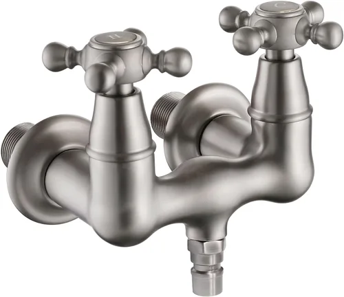 Vista 10 de SUMERAIN 3-3/8 "bañera de montaje en pared Clawfoot bañera grifo dos manijas cruzadas oro cepillado