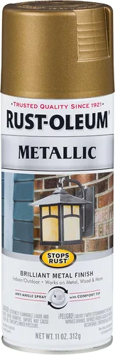 Vista 8 de Rust-Oleum 7274830 Pintura en aerosol metálica que detiene la oxidación, 11 oz, latón antiguo