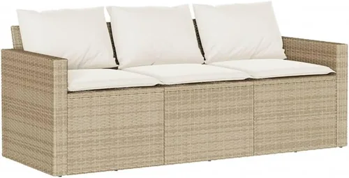 Vista 10 de Patio Sofa 3-Seater Brown Poly Rattan with Cushions Brown and Red