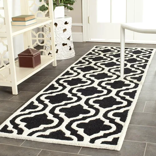 Vista 5 de SAFAVIEH Cambridge Collection CAM132E - Alfombra decorativa de lana marroquí de primera calidad, 2 x 3 pies, color negro y marfil
