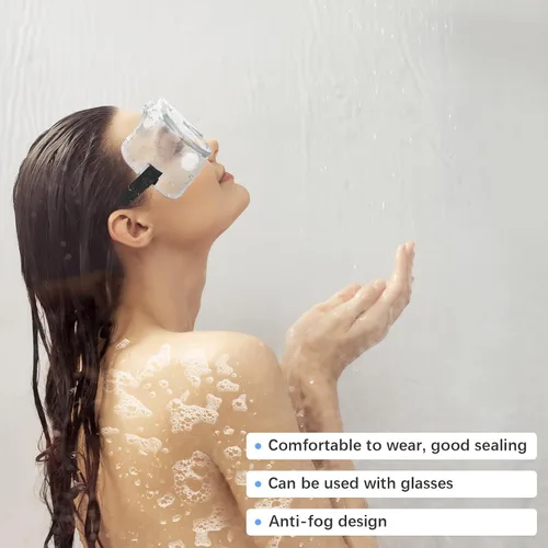 Vista 4 de Paquete de 2 gafas de ducha ajustables, protectores de pestañas y cejas, protector de ojos después de cirugía de cataratas