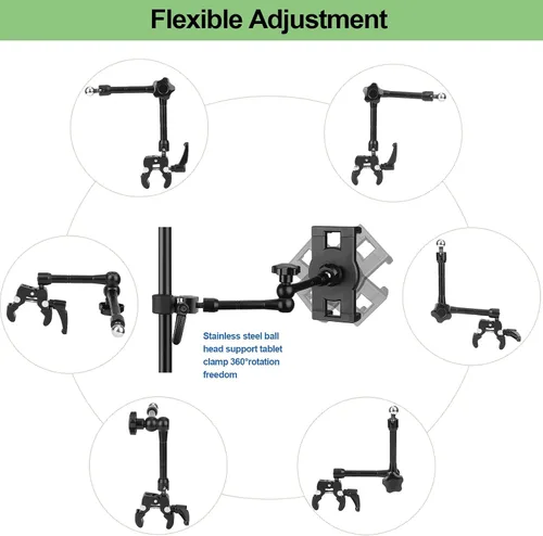 Vista 6 de Mippko Soporte para iPad para soporte de micrófono/soporte de música para micrófono, soporte para tableta compatible con almohadillas Nexus/LG G