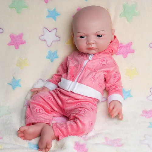 Vista 2 de Muñeca bebé de silicona completa de 18 pulgadas – Muñecas de bebé realistas de silicona platino, regalos de Navidad y cumpleaños para niñas