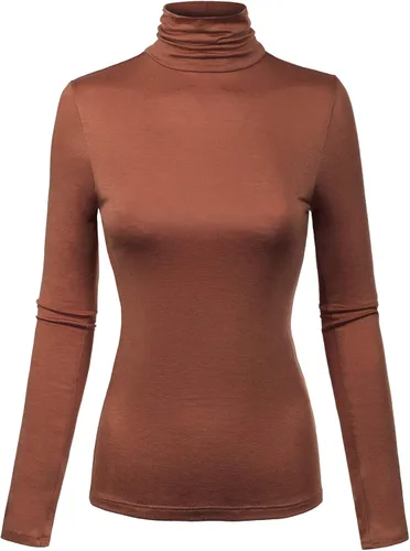 Vista 16 de MixMatchy Camisetas de manga larga delgadas y ligeras para mujer, cuello alto, capa base, camisetas activas