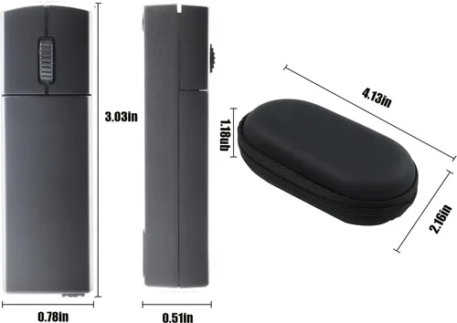 Vista 6 de elec Space Mini mouse inalámbrico de dedo Silencioso modo dual Bluetooth y 2.4 GHz, ratón ergonómico portátil para PC con funda, compatible