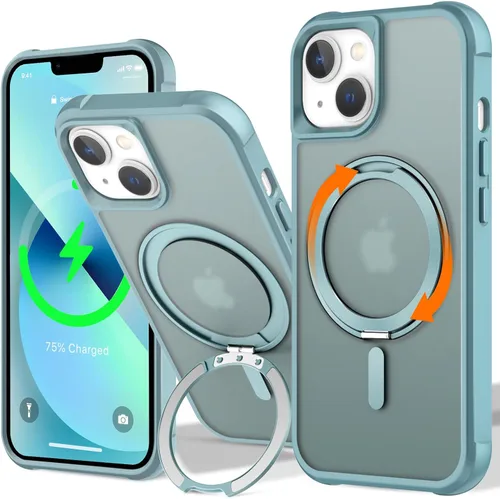Vista 79 de UMIONE - Funda con diseño de anillo magnético giratorio de 360° para iPhone 11, soporte de bucle invisible integrado, compatible con Magsafe, funda