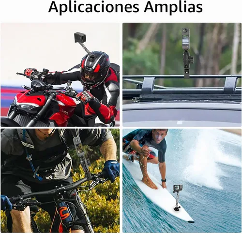 Vista 3 de Kit de montaje en manillar de bicicleta y motocicleta para Insta360, abrazadera de selfie stick para manillar de bicicleta de tercera persona