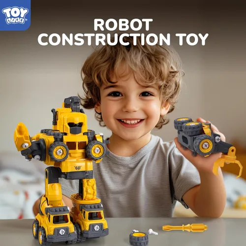 Vista 2 de TOY Life Juguetes para niños de 3, 4, 5, 6, 7 años, vehículos de construcción, robots transformadores, juguetes para niños, 5 en 1, juguetes